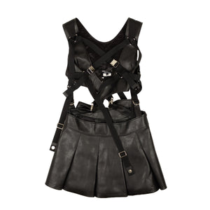 Black Faux Leather Harness Mini Dress