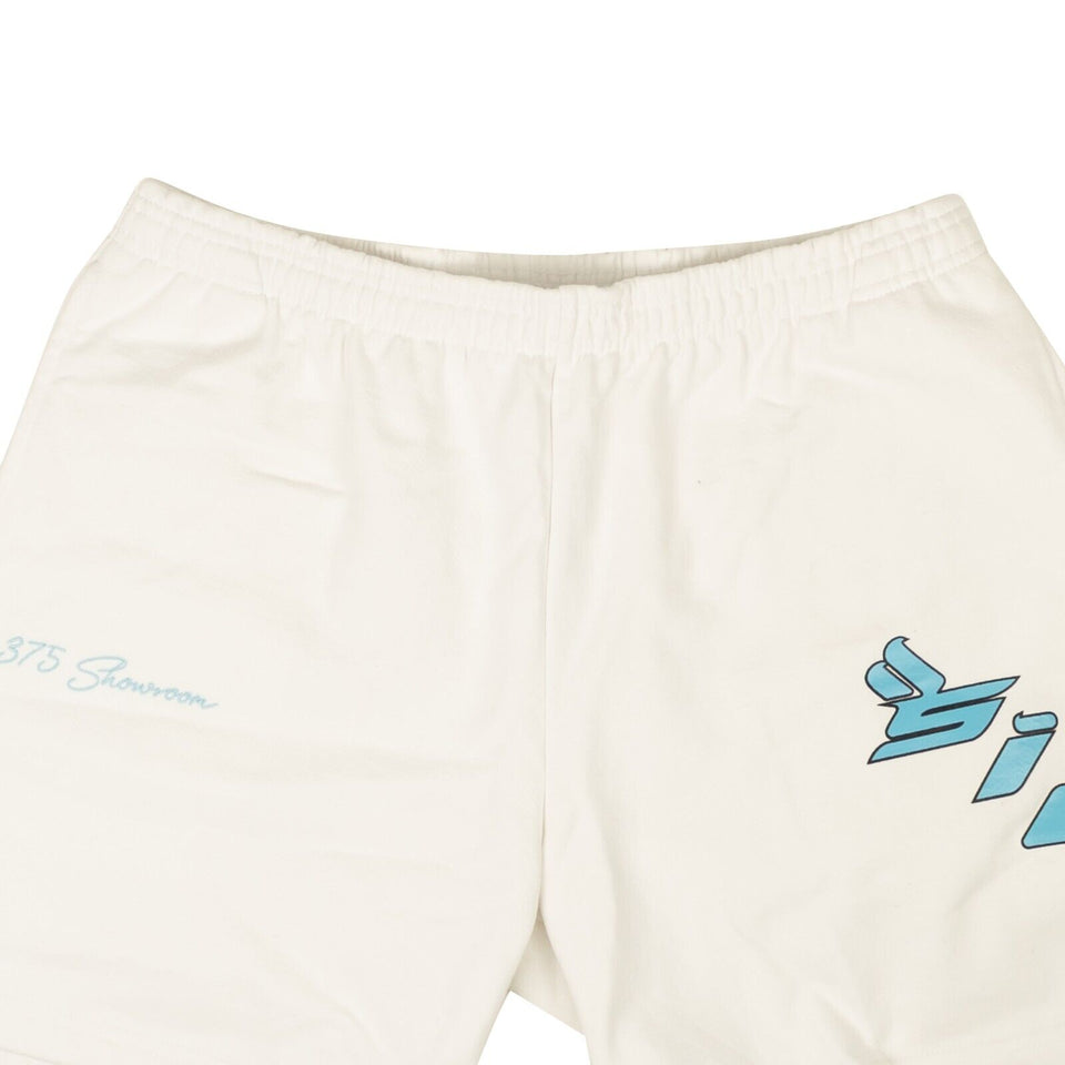 X 375 White And Light Blue Logo Shorts