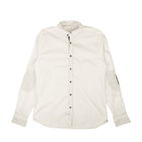 White And Brown Elbow Patch Button Down Shirt