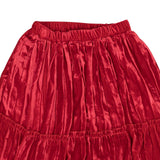 Red Crush Velvet Tier Frill Trim Skirt