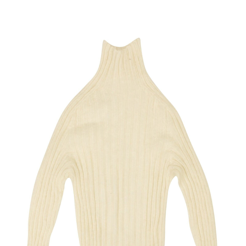 White Basic Ribbed Turtleneck Sweater