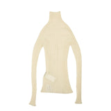 White Basic Ribbed Turtleneck Sweater