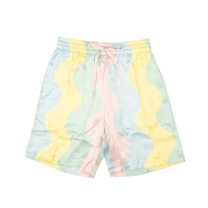 Multicolor Pastel Silk Casa Shell Wave Shorts