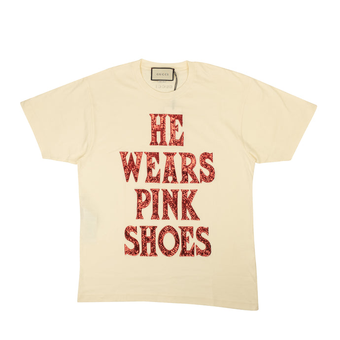 Ivory He Wears Pink Sequin Shoes Short Sleeve T-Shirt