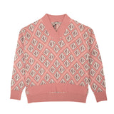 Pink CD Diamond Jacquard V-Neck Sweater