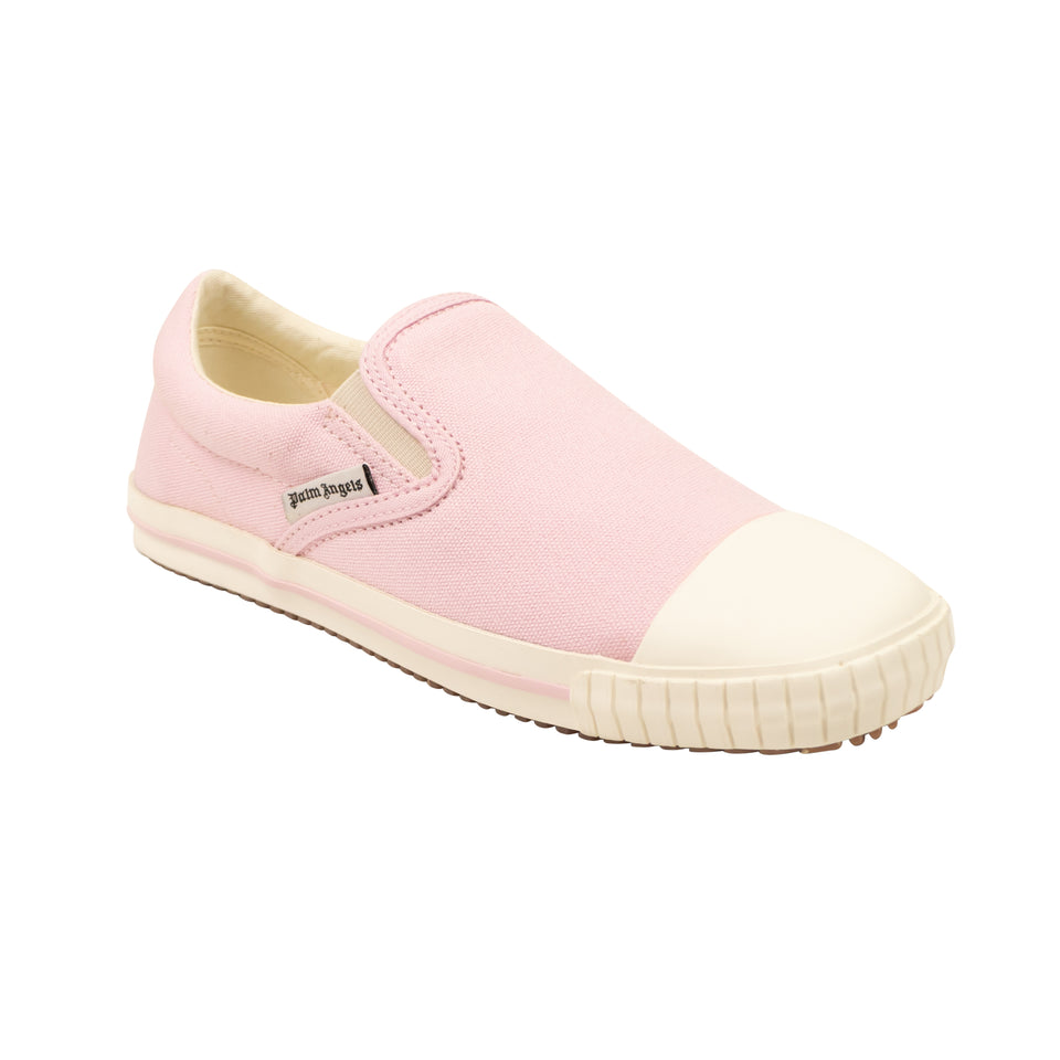 Pink Vulcanized Square Slip On Canvas Sneakers