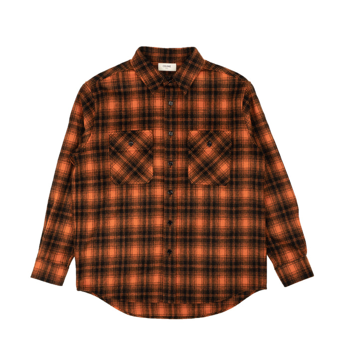 Black And Orange Carreau Colorado Plaid Trapper Shirt
