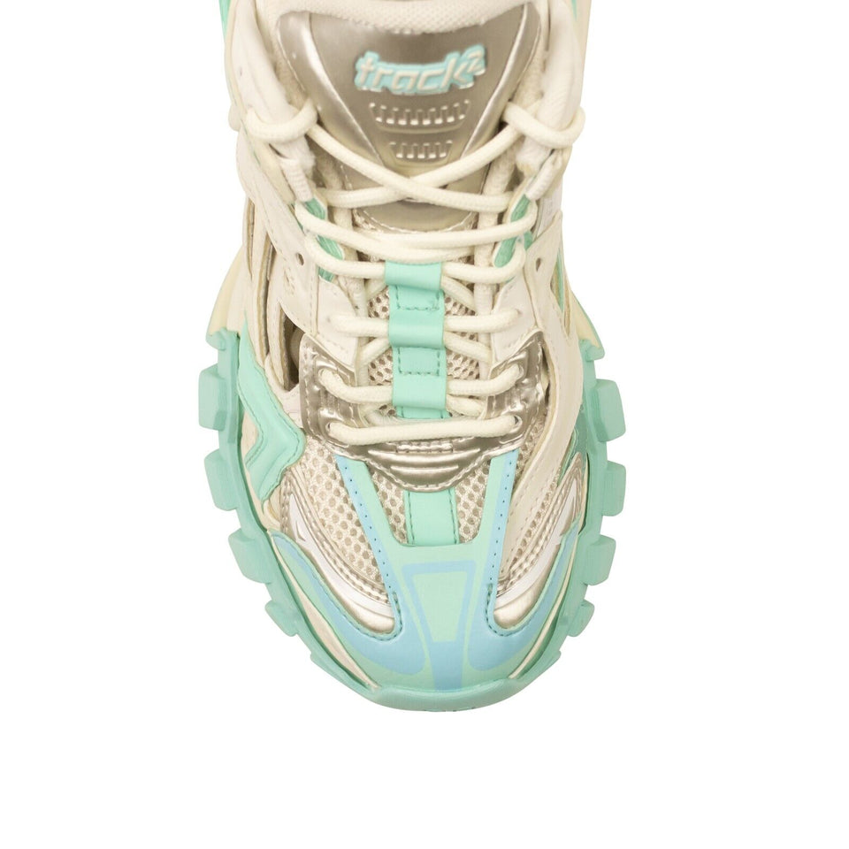 Women's White And Green Track 2 Sneakers