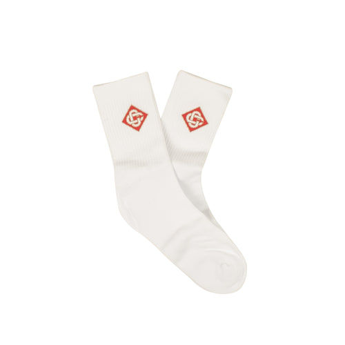 White Diamond Logo Ribbed Sport Socks
