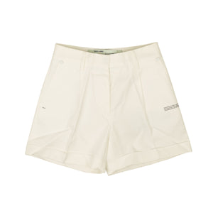 White Cotton Logo Formal Shorts