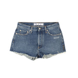Blue Denim Frayed Shorts
