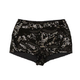 Women's Black Sequin Embroidered Shorts