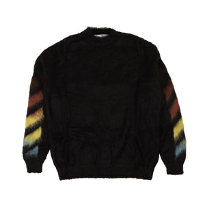 Black Diag Mohair Crew Sweater