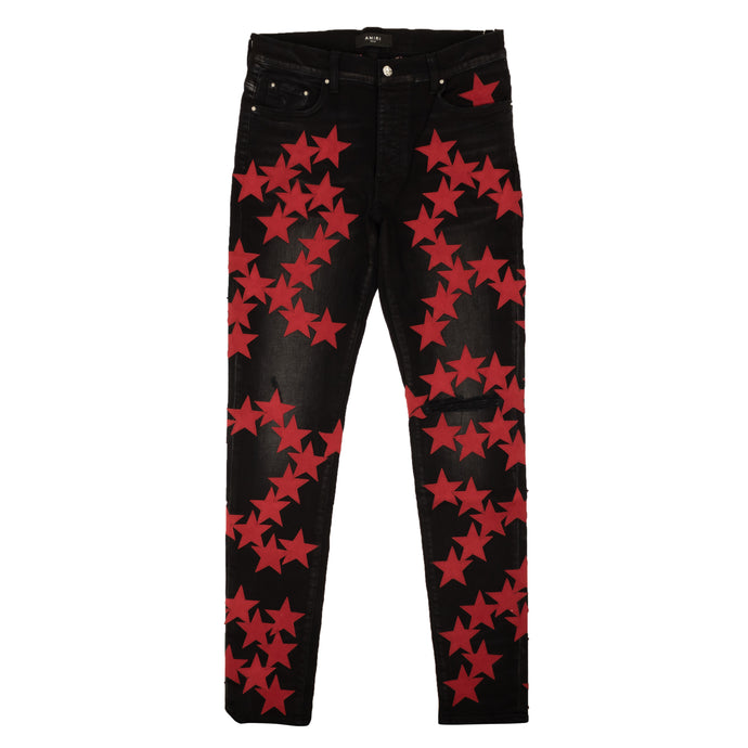 Black And Red Chemist Ultra Suede Star Jeans