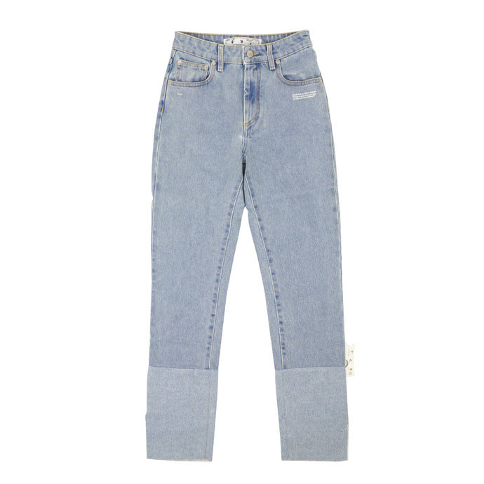 Blue Two Tone Straight Jeans
