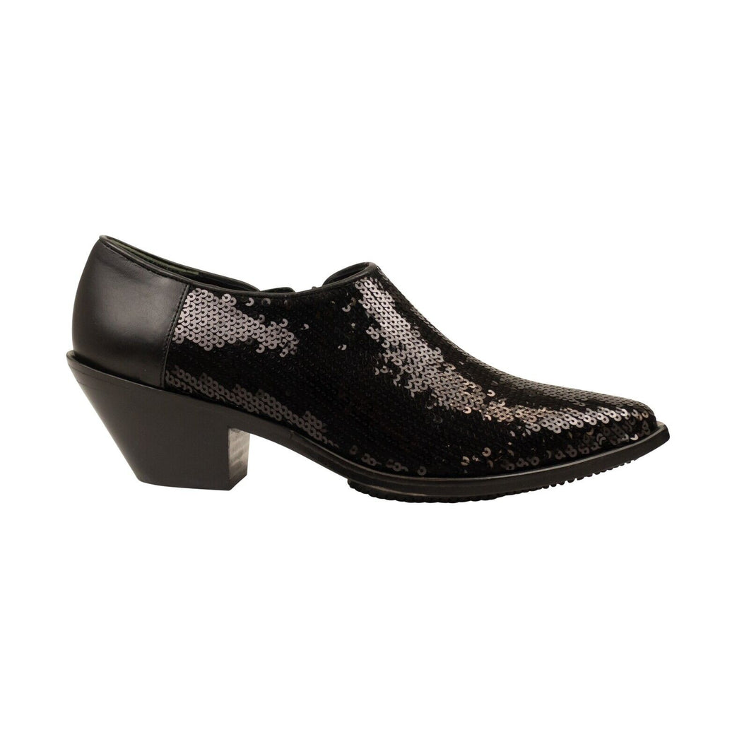 Black Sequin Embellished Point Shoes