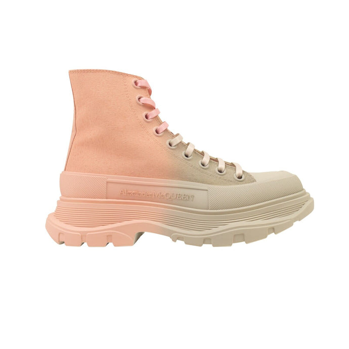 Alexander Mcqueen Two-Tone Tread Combat Boots - Gray/Pink