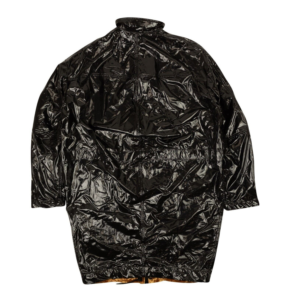 Black Zip-Up Rayon Blend Technical Coat