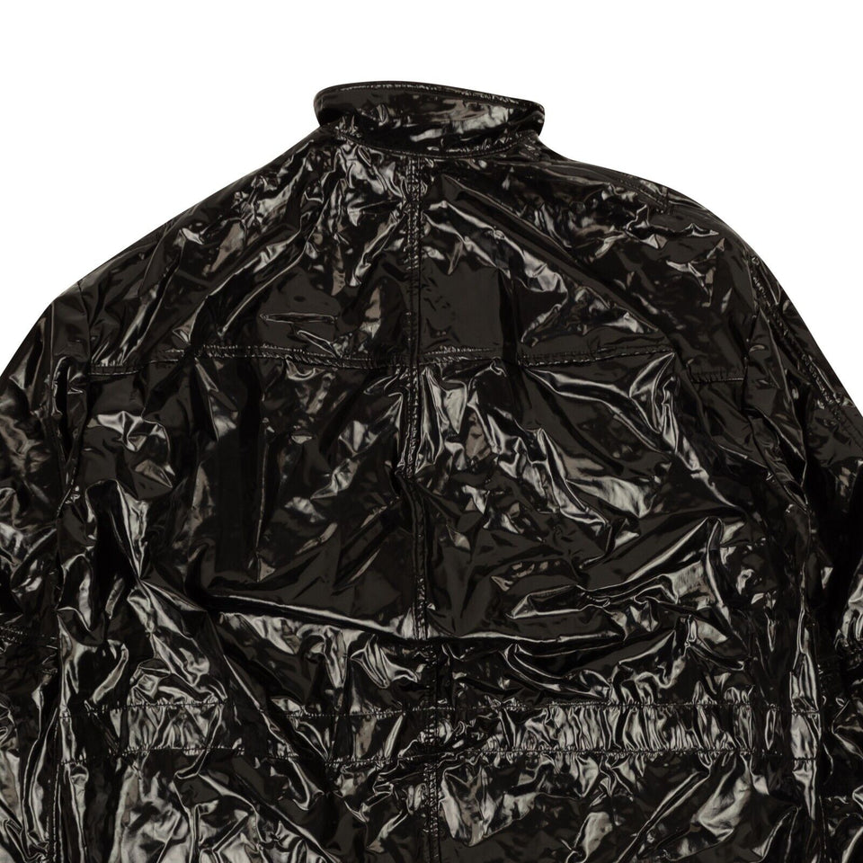 Black Zip-Up Rayon Blend Technical Coat