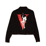 Black And Red LA Exclusive Stripper Pole Denim Jacket