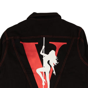 Black And Red LA Exclusive Stripper Pole Denim Jacket