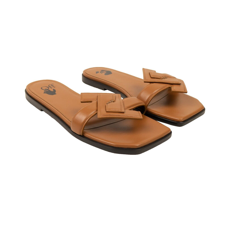 Brown Leather Arrow Flat Sandals