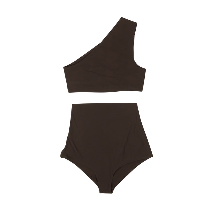 Chocolate Brown One Shoulder Bikini Swim Suit