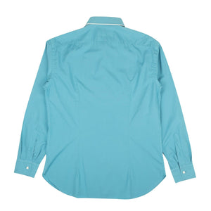Teal Blue Slim-Fit Long Sleeve Cotton Casual Shirt