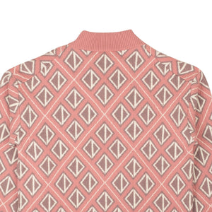 Pink CD Diamond Jacquard V-Neck Sweater