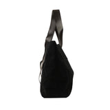 Black Canvas Top Handle Logo Tote Bag