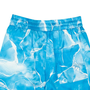 Blue Silk Tie Dye Printed Shorts