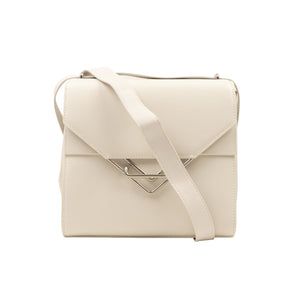 Chalk White Leather Clip Shoulder Bag