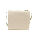 Chalk White Leather Clip Shoulder Bag