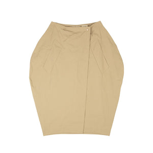 Sand Beige Cotton Bubble Mid Skirt