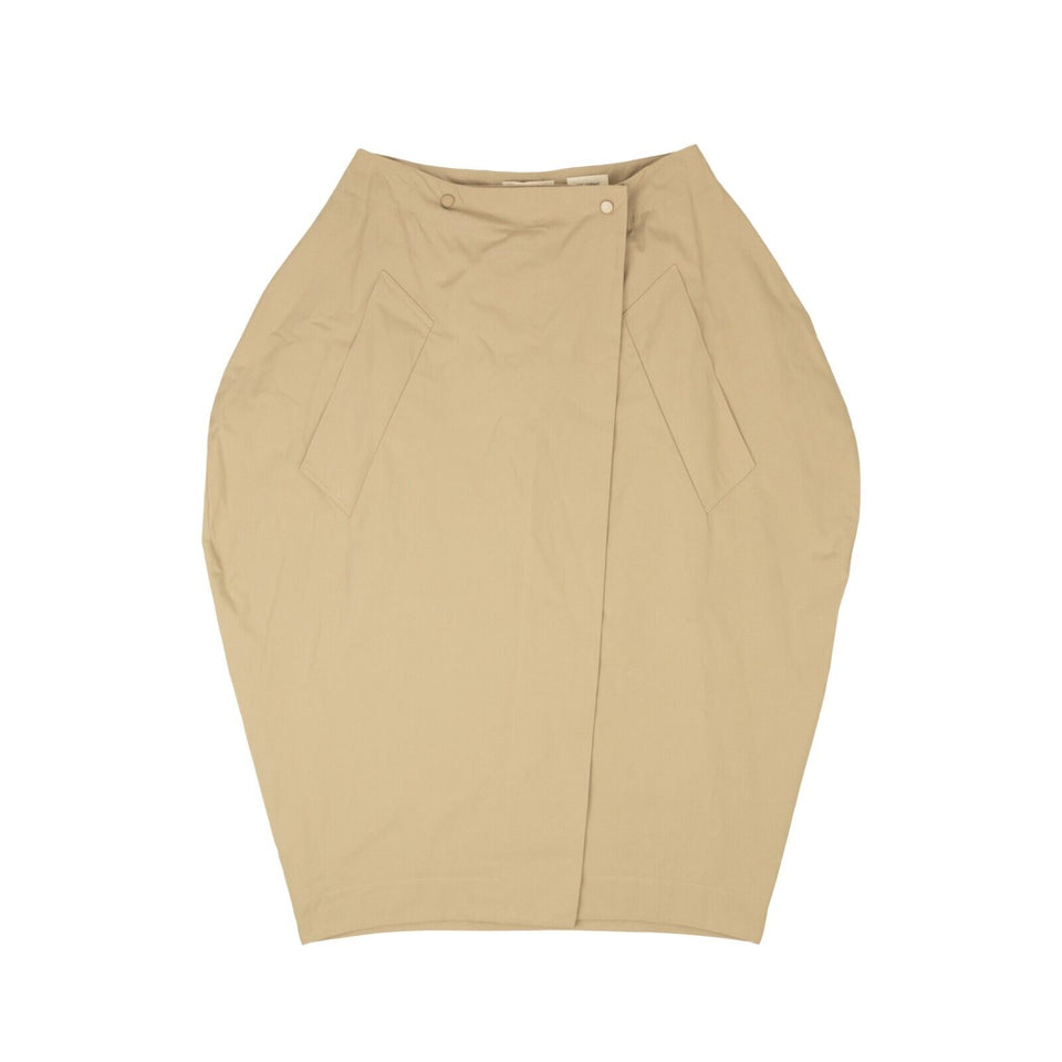 Sand Beige Cotton Bubble Mid Skirt