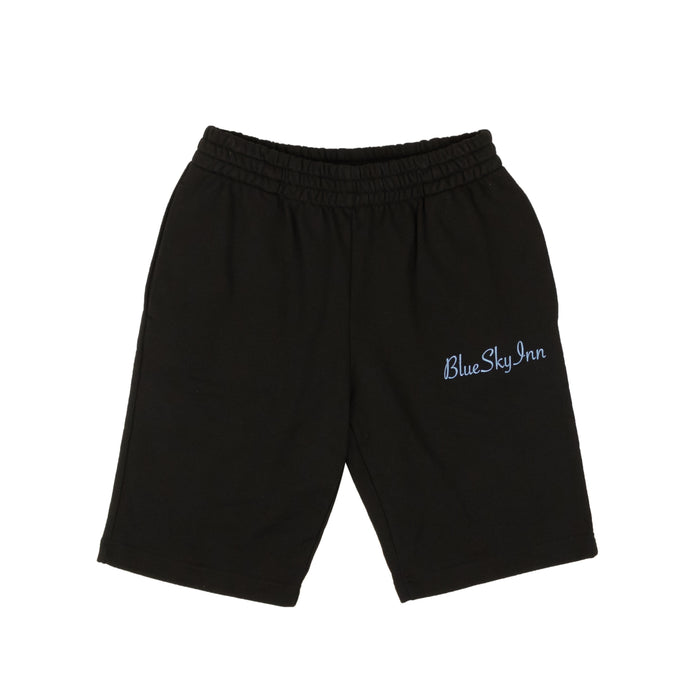 Black Embroidered Logo Sweat Shorts