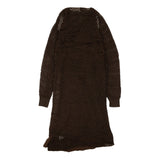 Chocolate Brown Beaded Mesh Knit Dress Set