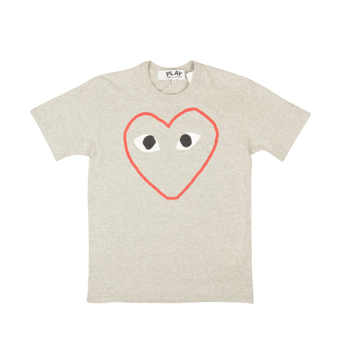 PLAY Heather Grey Red Heart Logo T-Shirt