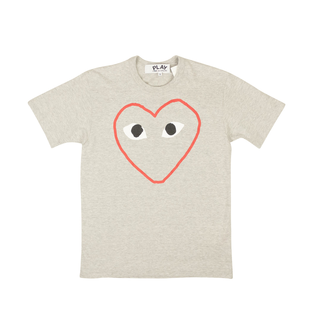 PLAY Heather Grey Red Heart Logo T-Shirt
