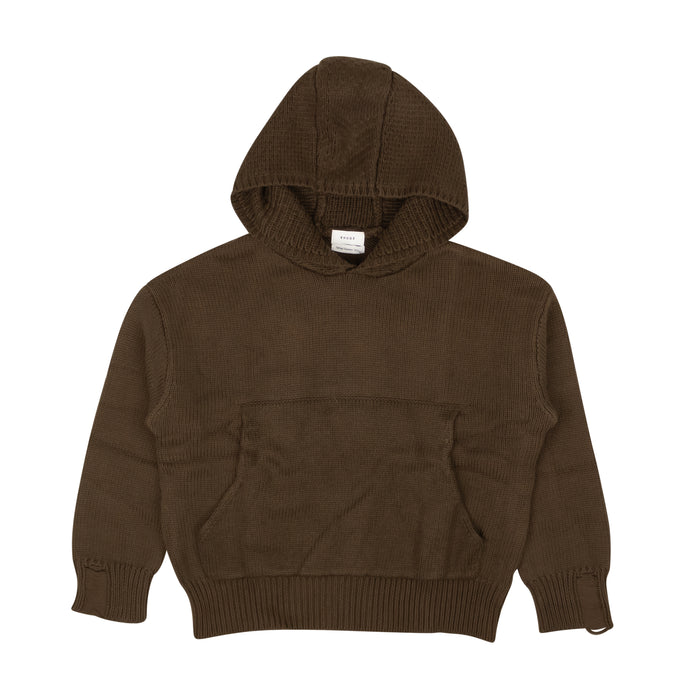 Brown Cotton Knit Laze Pullover Sweatshirt