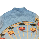 Blue Ferris Wheel Print Silk Button Down Shirt