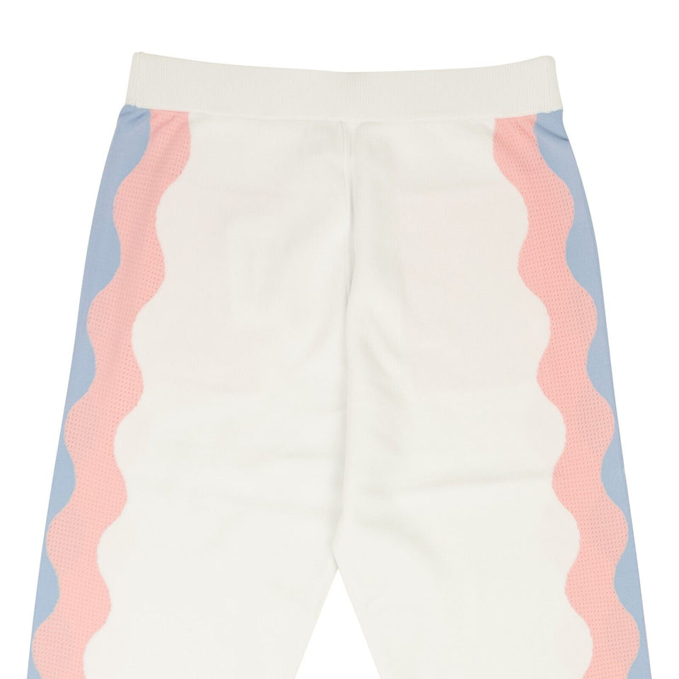 White And Light Pink Knit Track Pants