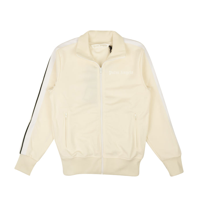Cream Classic Polyester Side Stripe Track Jacket