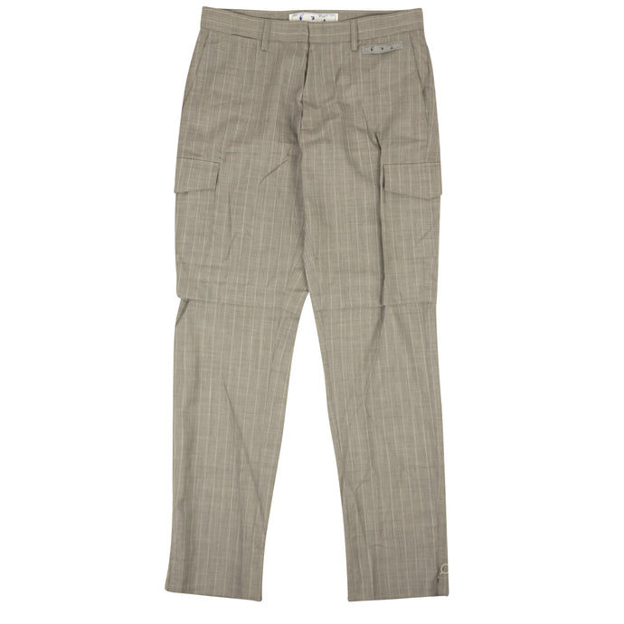 Grey Striped Cargo Slim Pants