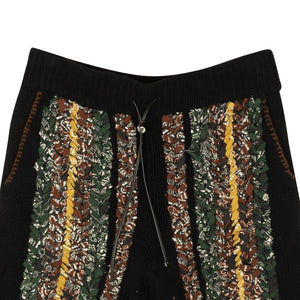 Black And Multi Cotton Braided Bandana Knit Shorts