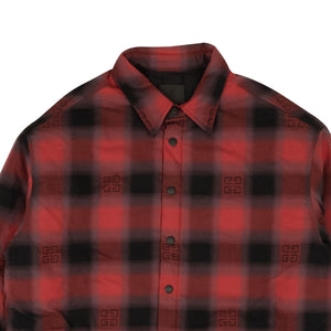 Black And Red Cotton Checked Snap Overshirt