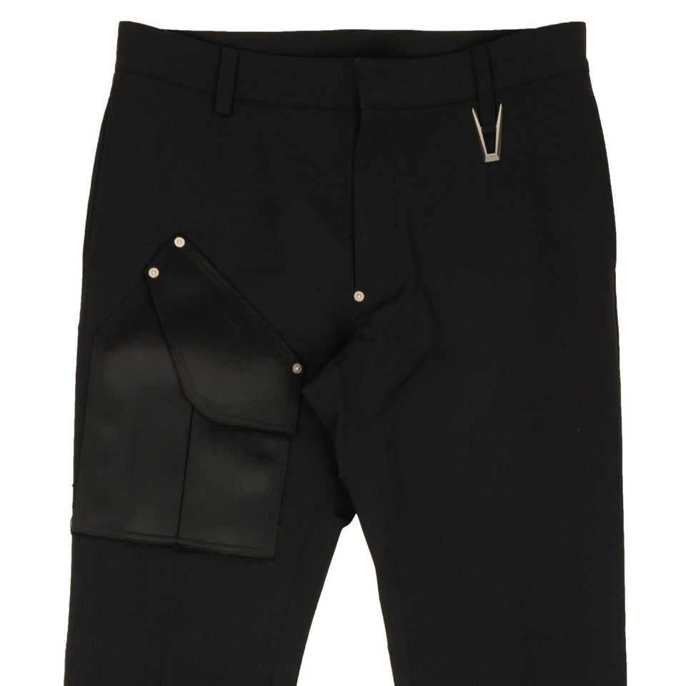 Black Polyester Tailored Cargo Pants