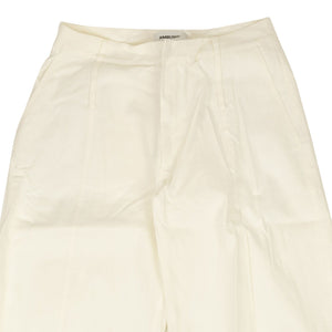 White Linen Blend High Waist Wide Tapered Pants