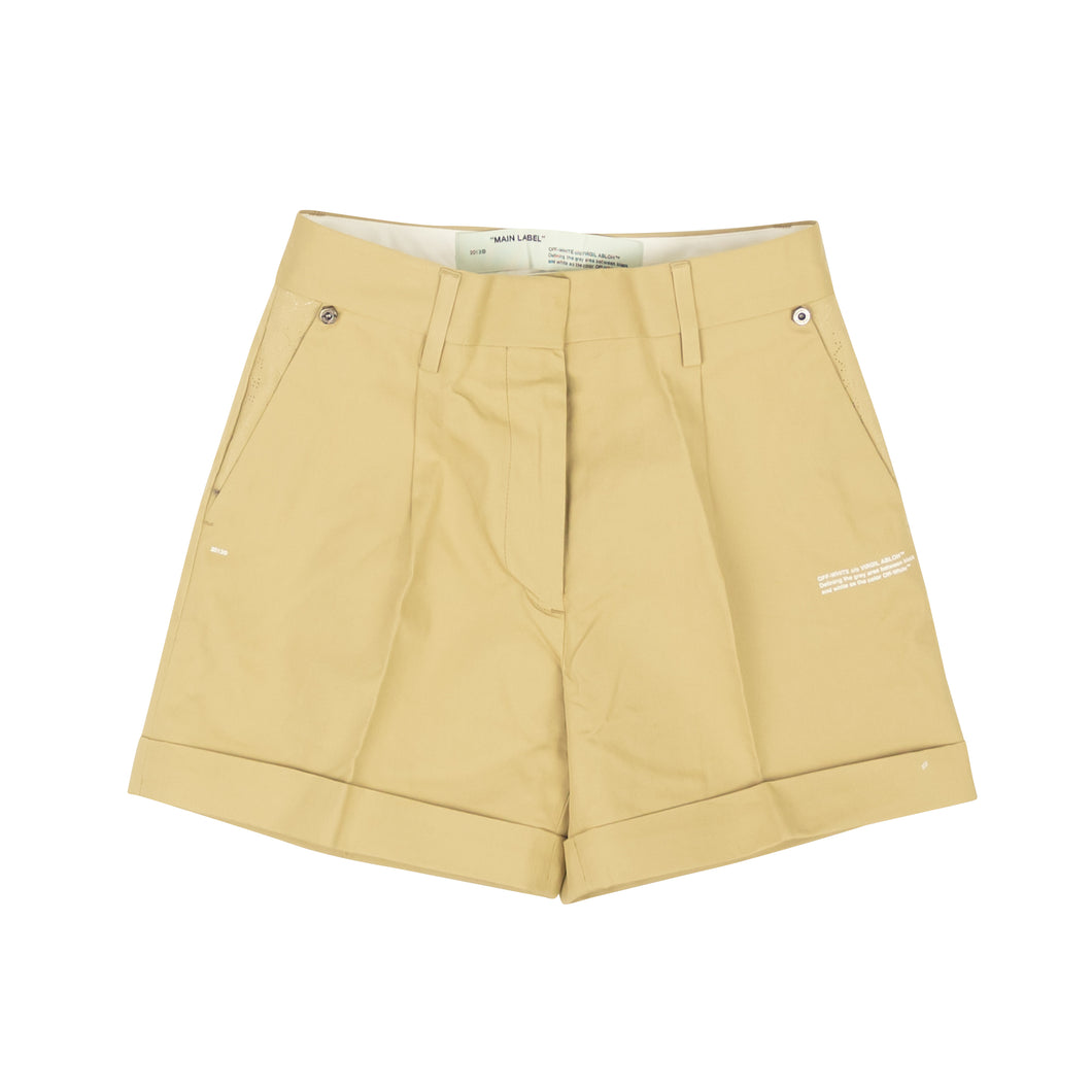 Tan Cotton Turn-Up Trouser Shorts