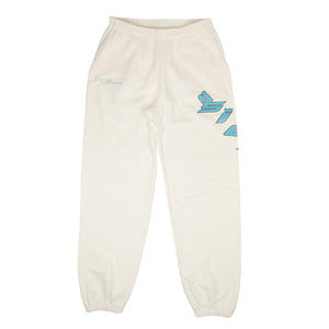 White Cotton Light Blue Logo Print Sweatpants